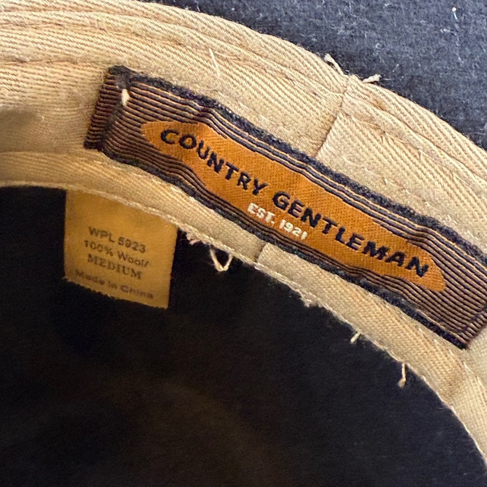 Country Gentleman Mens‎ Black 100% Wool Gentle Felt Fedora Hat Water Repellent M - Picture 4 of 5